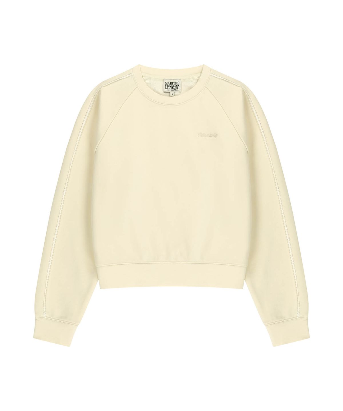 마리떼 프랑소와 저버(MARITHÉ + FRANҪOIS GIRBAUD) W LACE DETAIL CROP SWEATSHIRT ivory