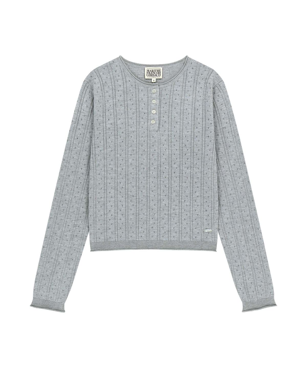 마리떼 프랑소와 저버(MARITHÉ + FRANҪOIS GIRBAUD) W CROCHET HALF BUTTON KNIT melange gray
