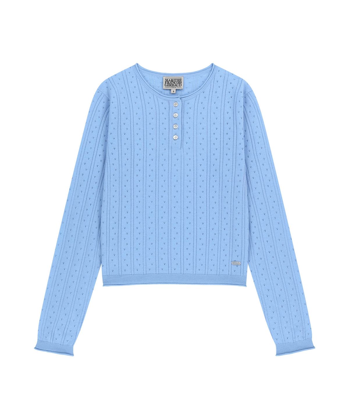 마리떼 프랑소와 저버(MARITHÉ + FRANҪOIS GIRBAUD) W CROCHET HALF BUTTON KNIT sky blue