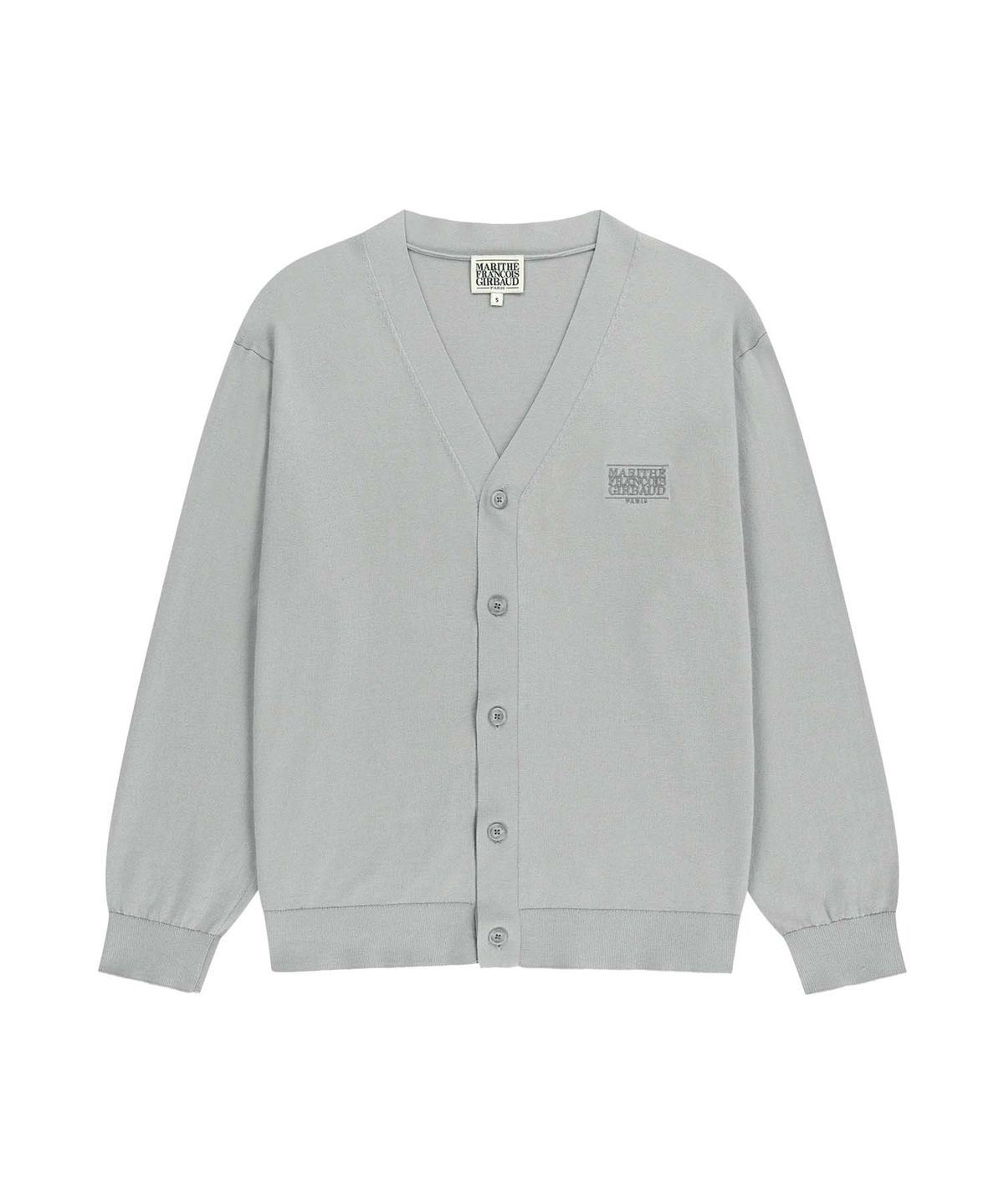 마리떼 프랑소와 저버(MARITHÉ + FRANҪOIS GIRBAUD) SMALL CLASSIC LOGO V-NECK KNIT CARDIGAN gray