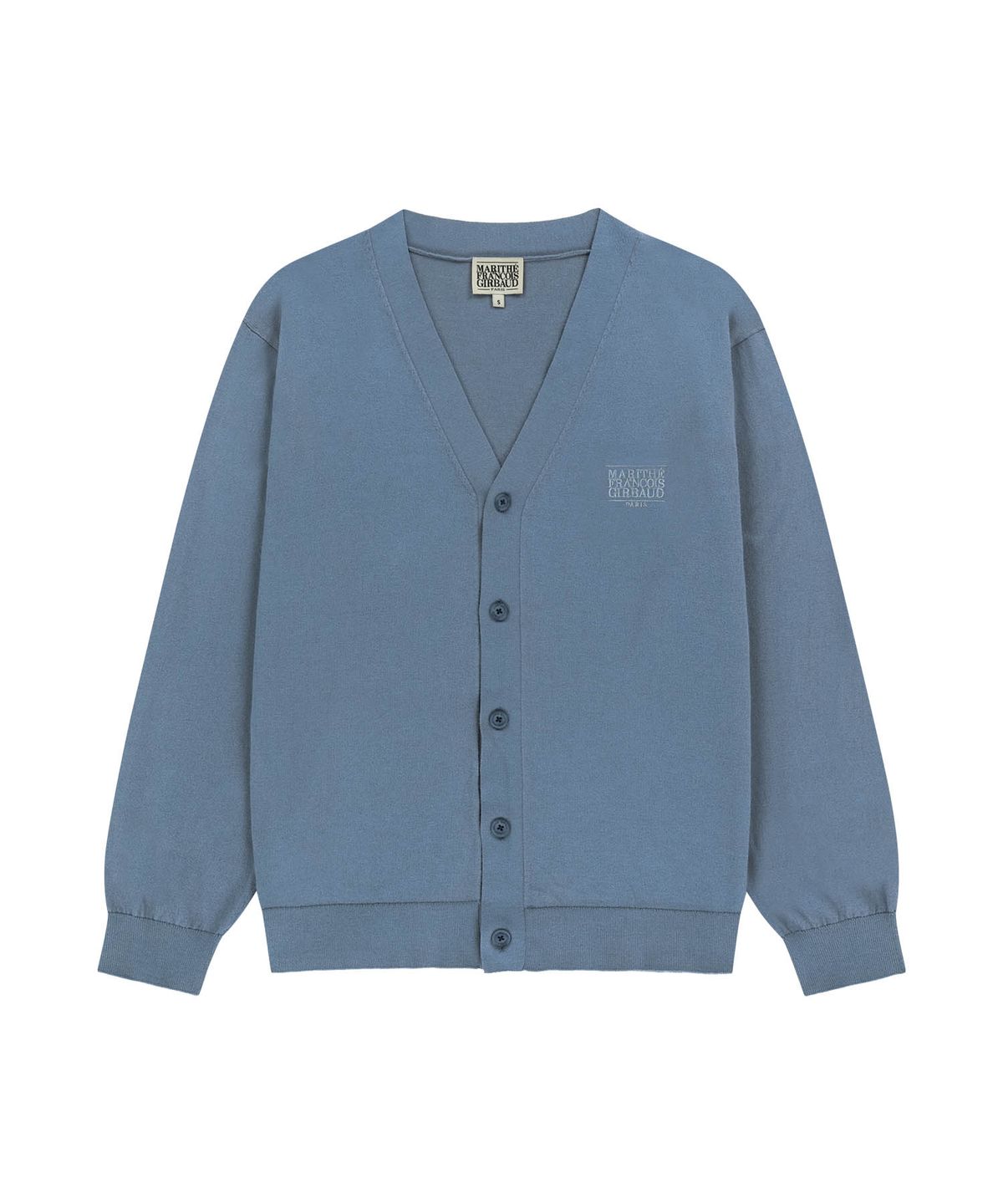 마리떼 프랑소와 저버(MARITHÉ + FRANҪOIS GIRBAUD) SMALL CLASSIC LOGO V-NECK KNIT CARDIGAN vintage blue