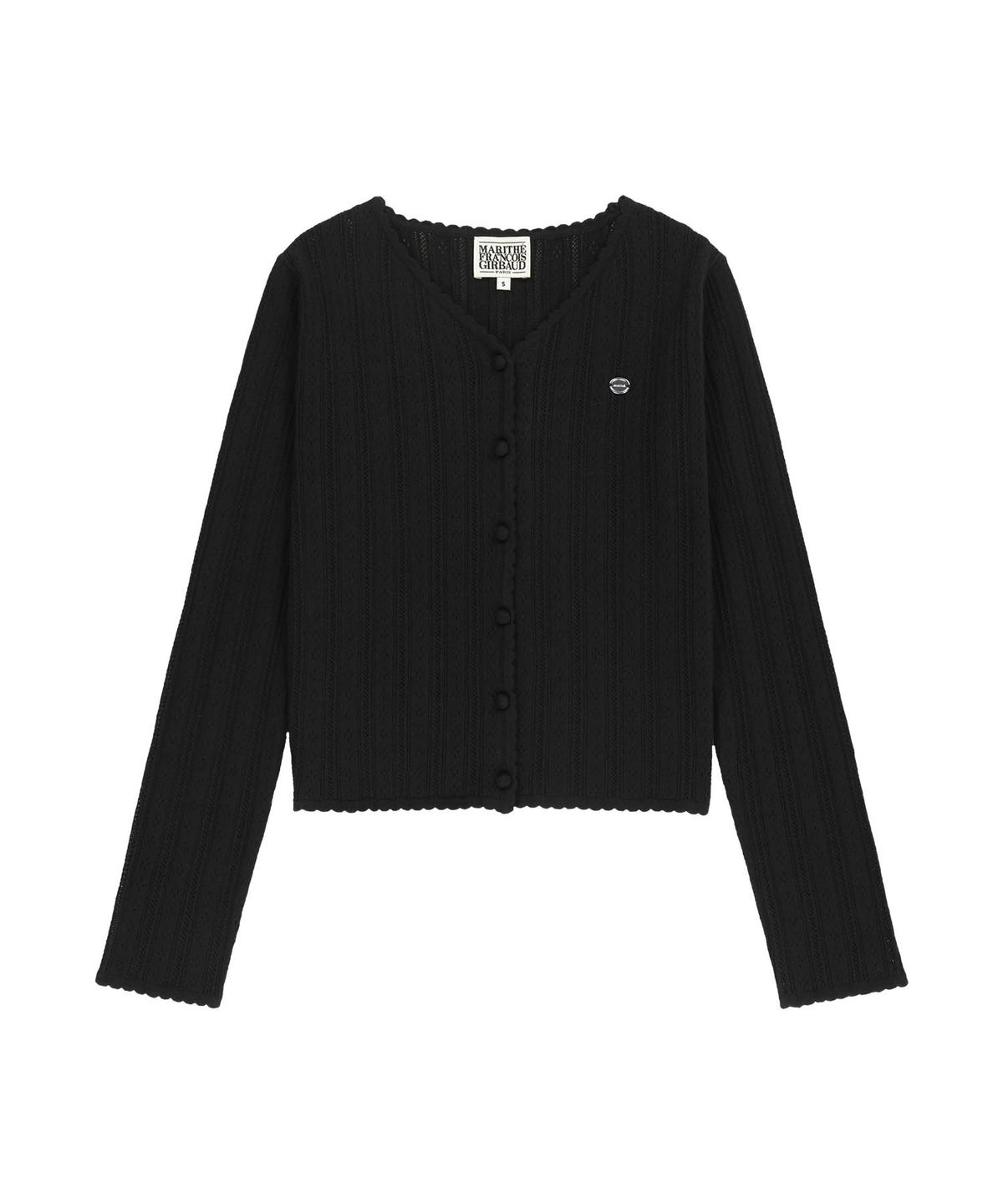 마리떼 프랑소와 저버(MARITHÉ + FRANҪOIS GIRBAUD) W V-NECK CROCHET KNIT CARDIGAN black