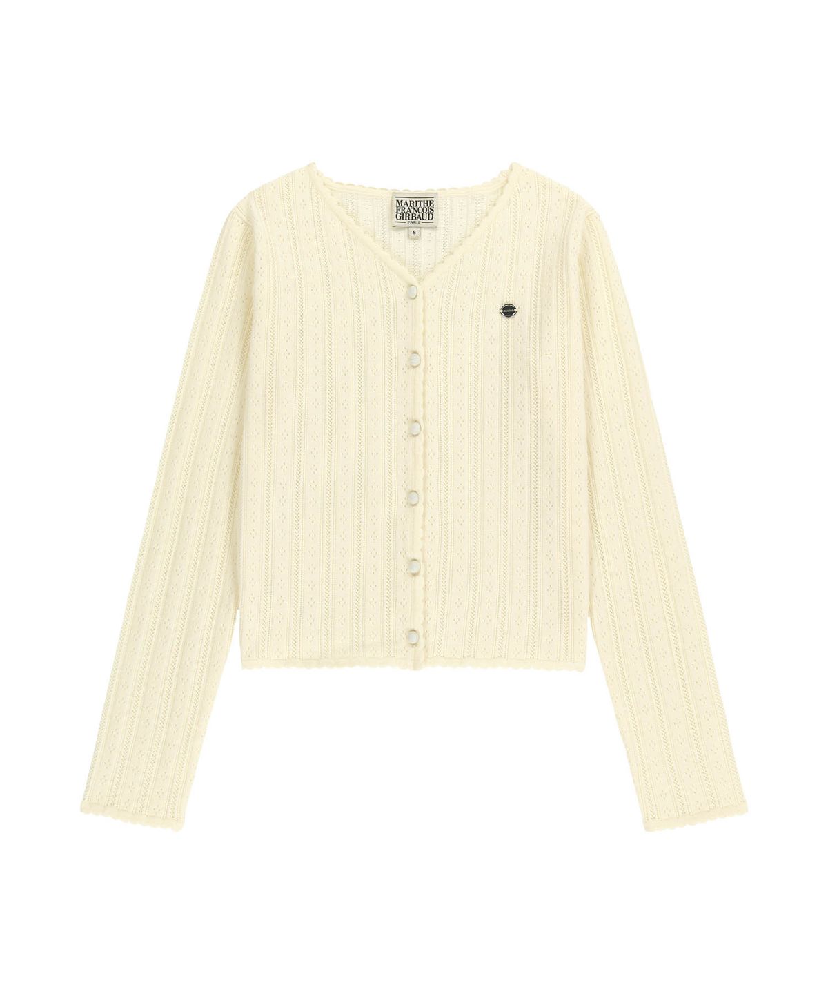 마리떼 프랑소와 저버(MARITHÉ + FRANҪOIS GIRBAUD) W V-NECK CROCHET KNIT CARDIGAN ivory