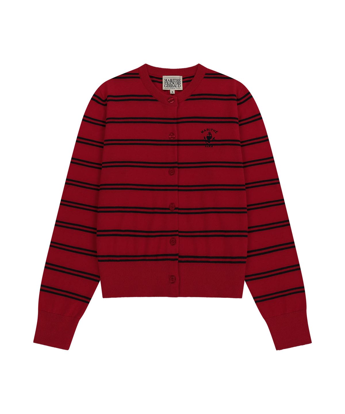 마리떼 프랑소와 저버(MARITHÉ + FRANҪOIS GIRBAUD) W STRIPE KNIT CARDIGAN red