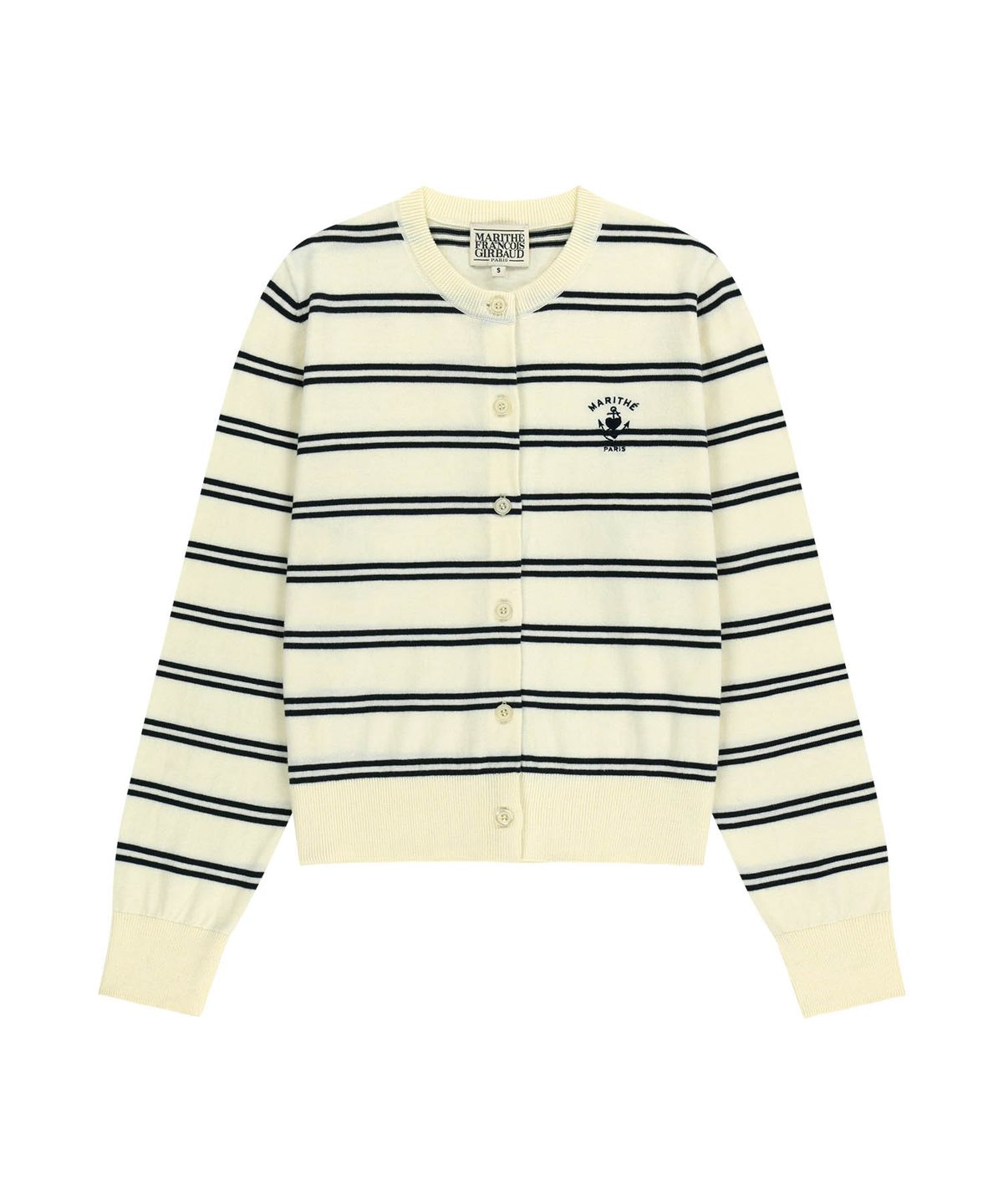 마리떼 프랑소와 저버(MARITHÉ + FRANҪOIS GIRBAUD) W STRIPE KNIT CARDIGAN ivory