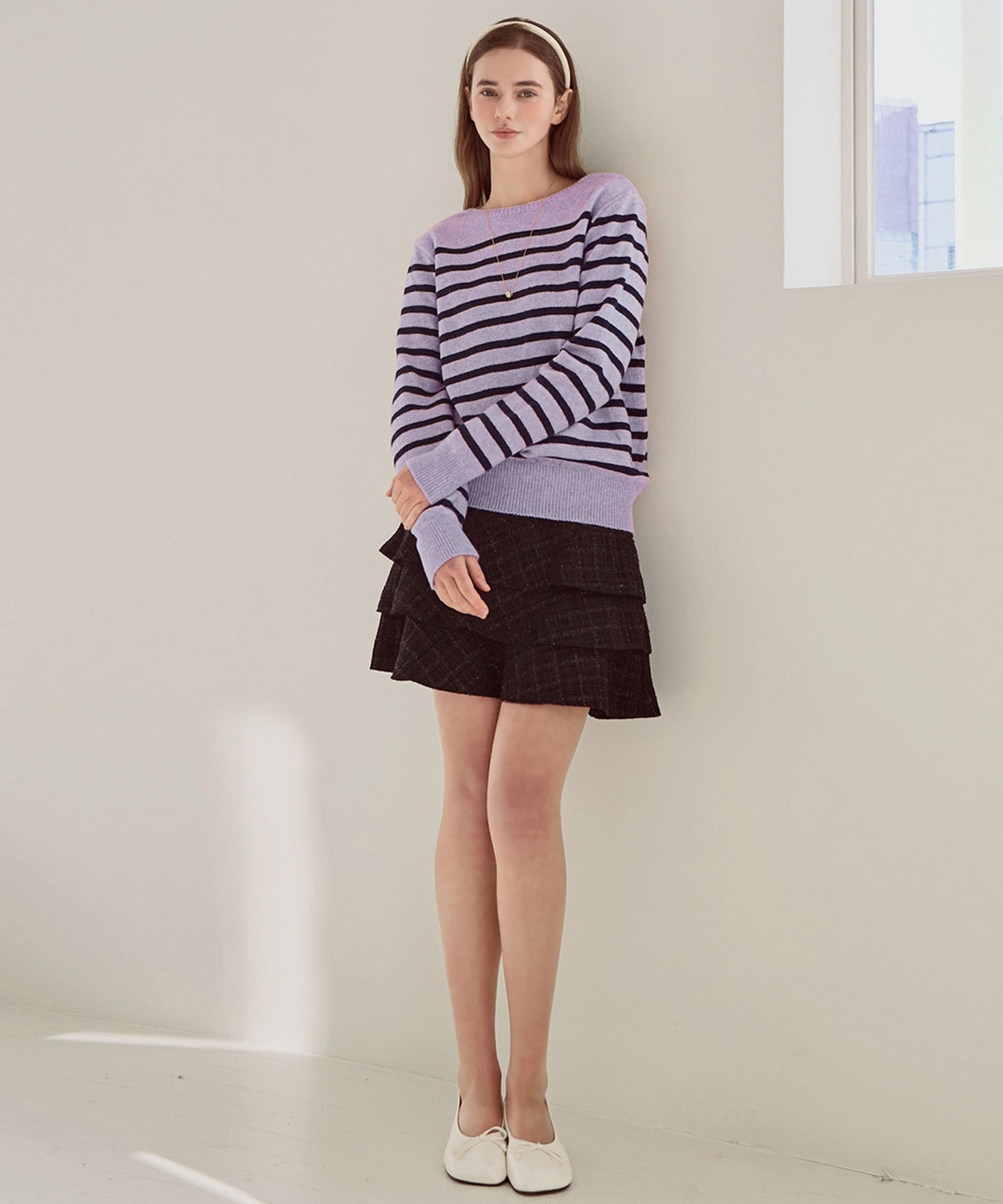 슬로우롤리(SLOWLOLLI) Anny tweed frill skirt_2 Colors