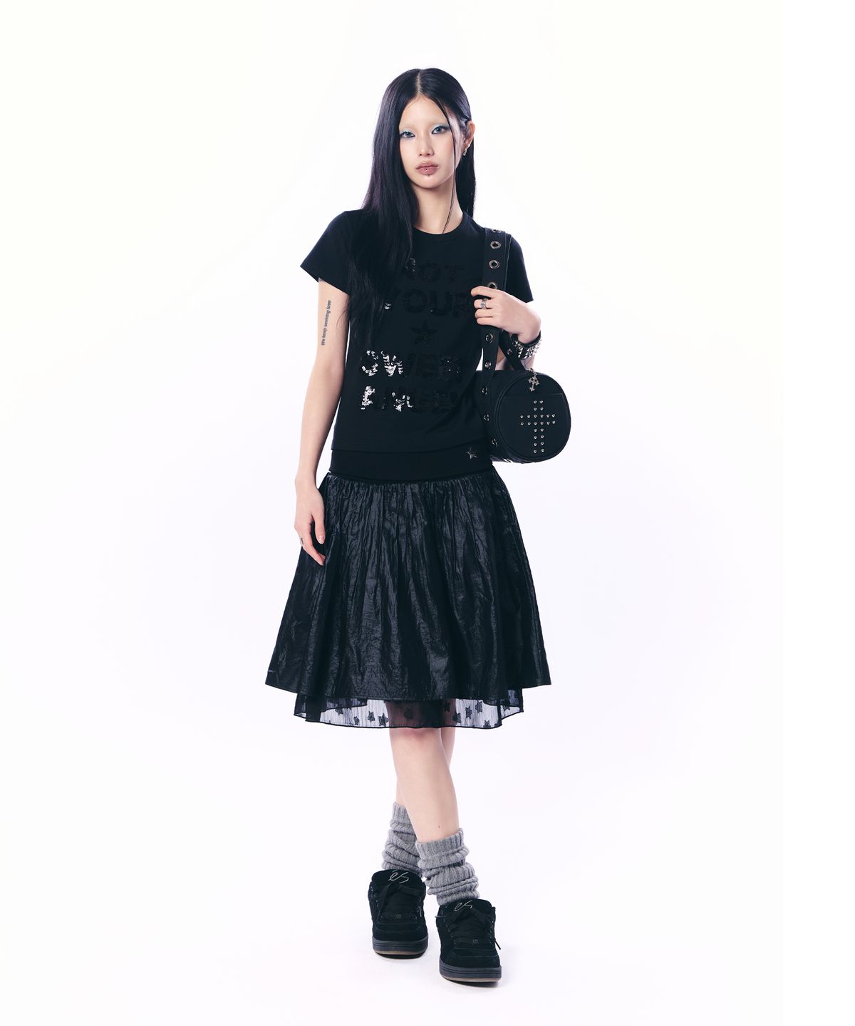 셋업이엑스이(SETUP-EXE) CHIFFON LAYERED SKIRT / BLACK