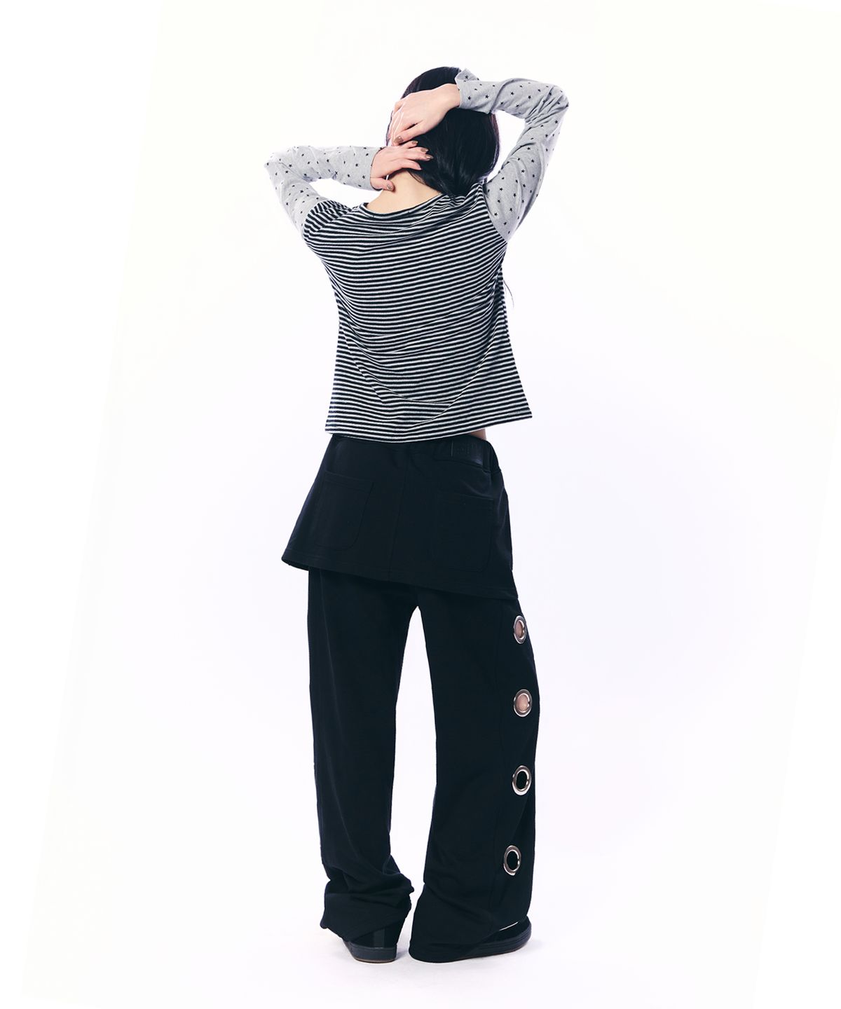 셋업이엑스이(SETUP-EXE) MIXED PATTERN TOP / GRAY