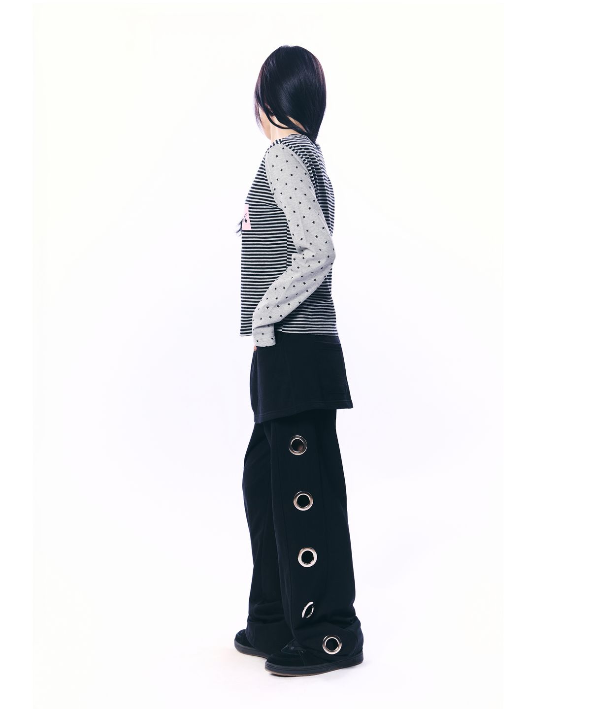 셋업이엑스이(SETUP-EXE) MIXED PATTERN TOP / GRAY