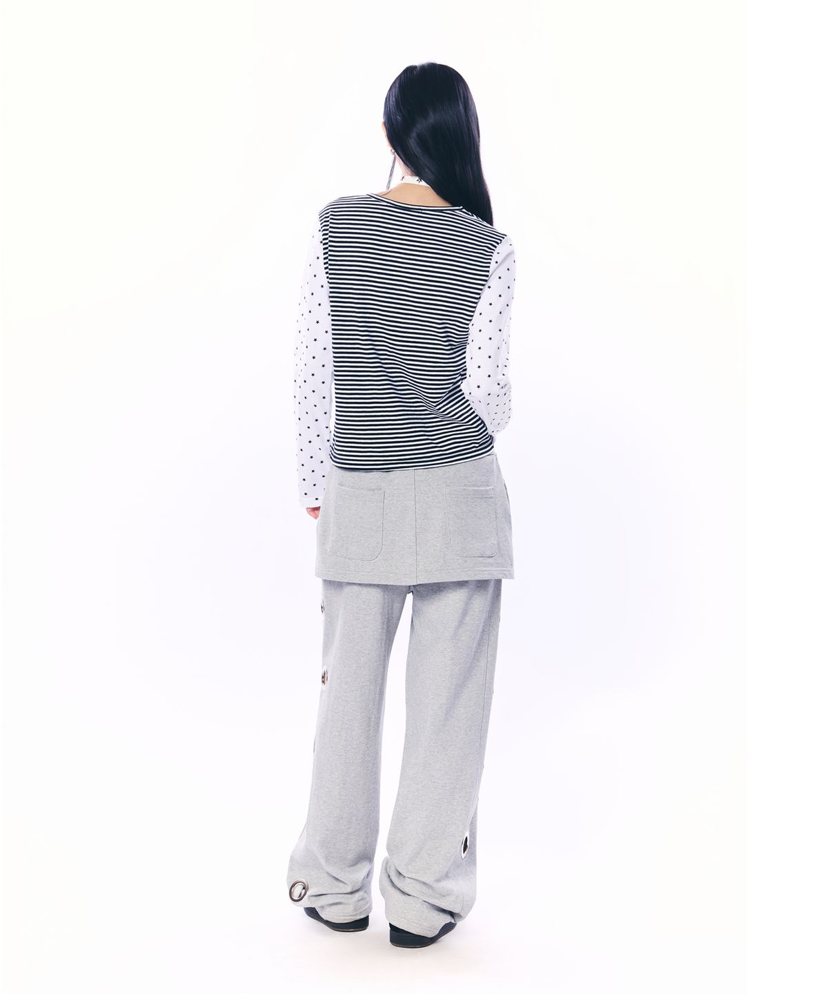 셋업이엑스이(SETUP-EXE) MIXED PATTERN TOP / BLACK