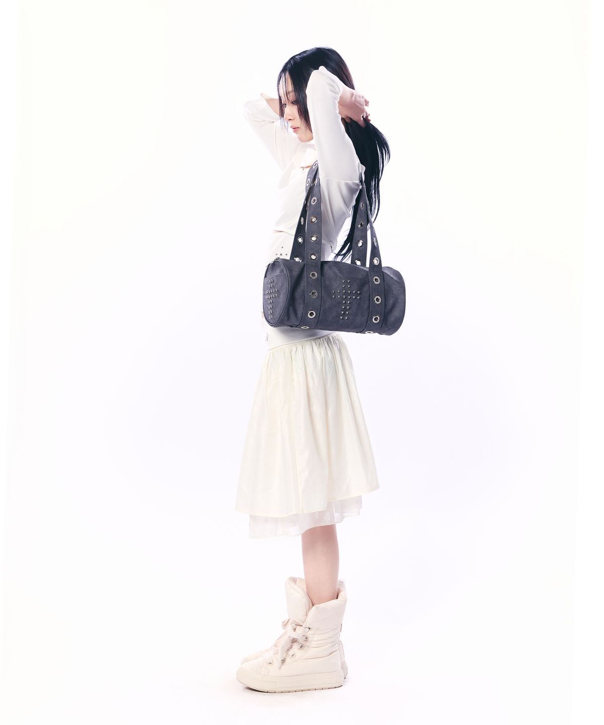 셋업이엑스이(SETUP-EXE) DOUBLE CUT-OUT TOP / WHITE