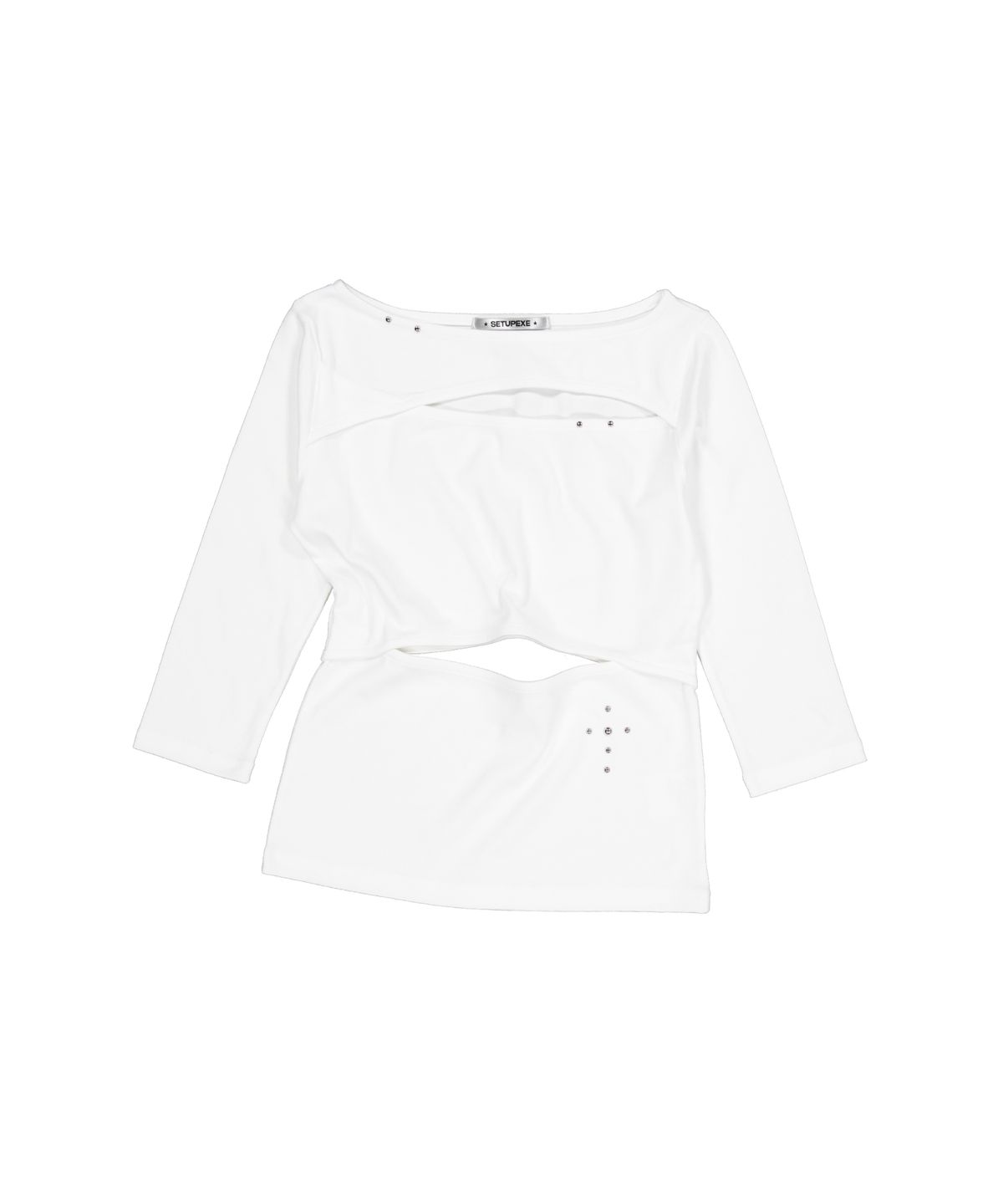 셋업이엑스이(SETUP-EXE) DOUBLE CUT-OUT TOP / WHITE