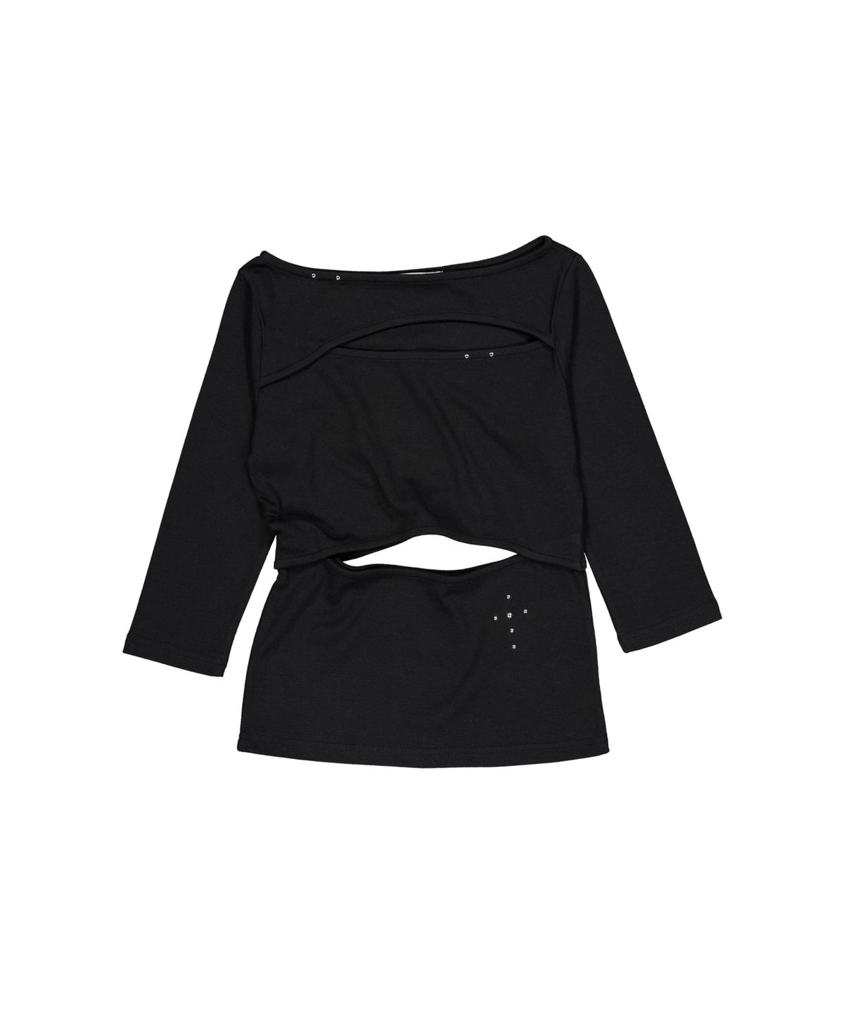 셋업이엑스이(SETUP-EXE) DOUBLE CUT-OUT  TOP / BLACK