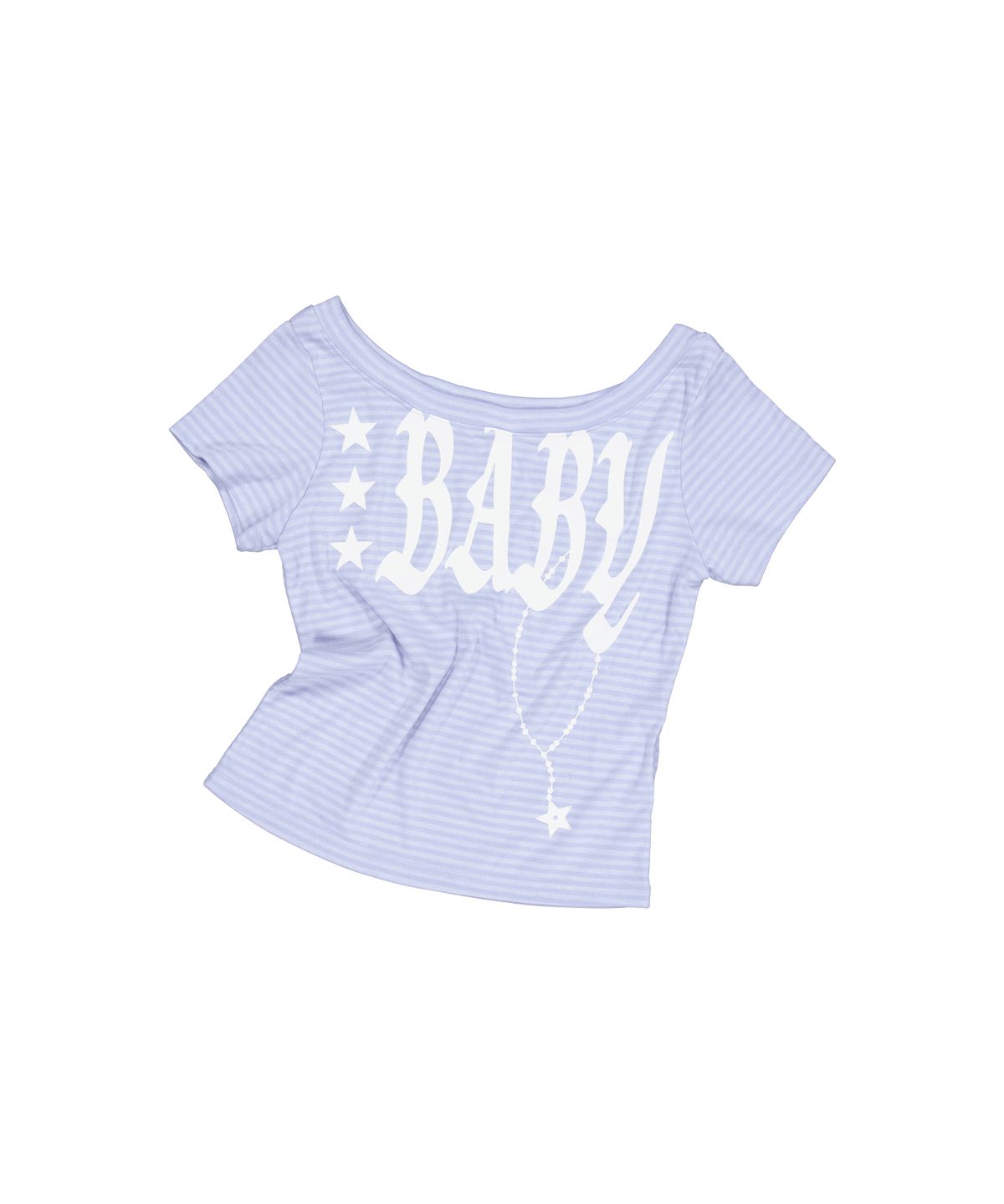 셋업이엑스이(SETUP-EXE) BABY WIDE NECK TOP / STRIPE BLUE