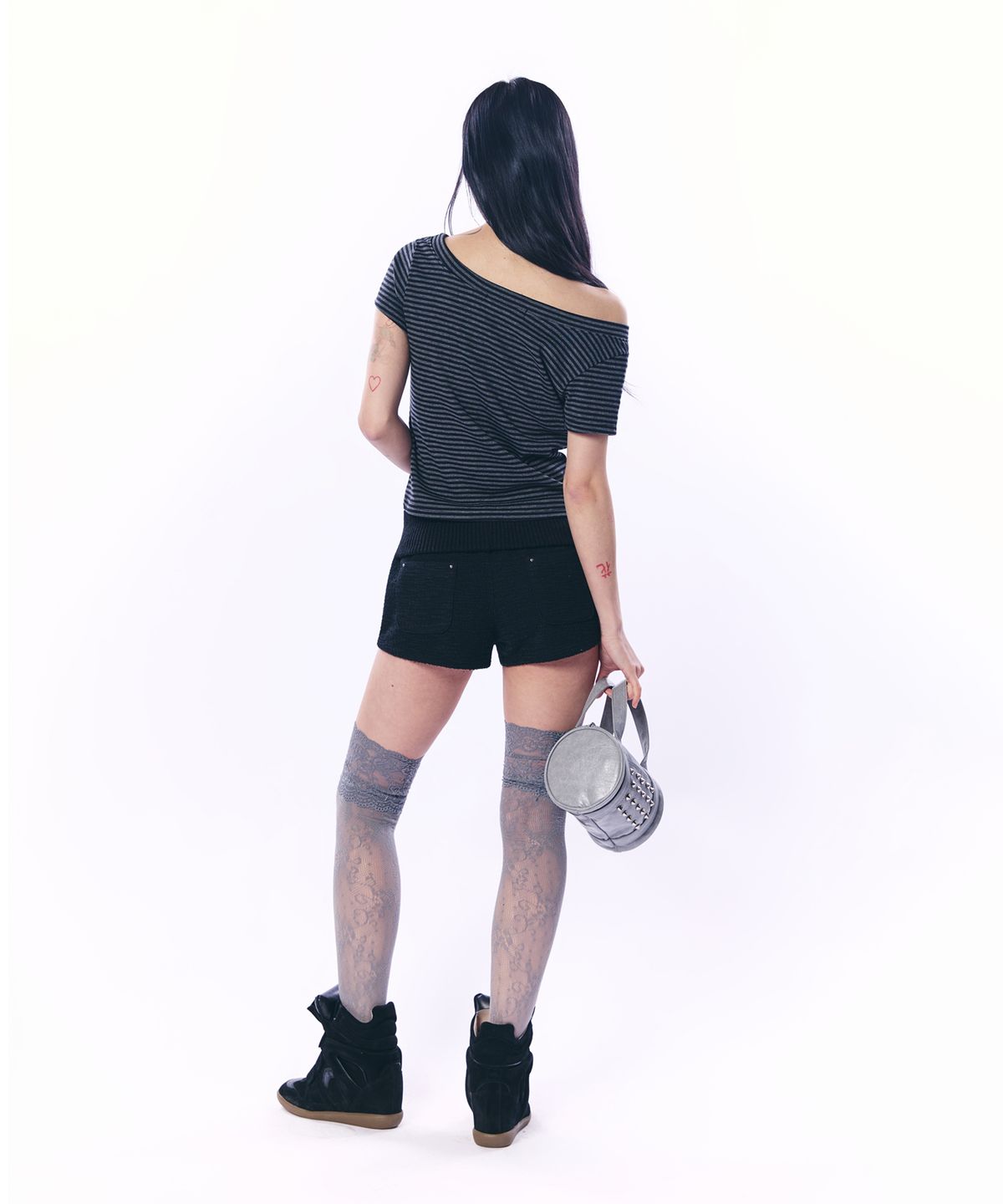 셋업이엑스이(SETUP-EXE) BABY WIDE NECK TOP / STRIPE BLACK