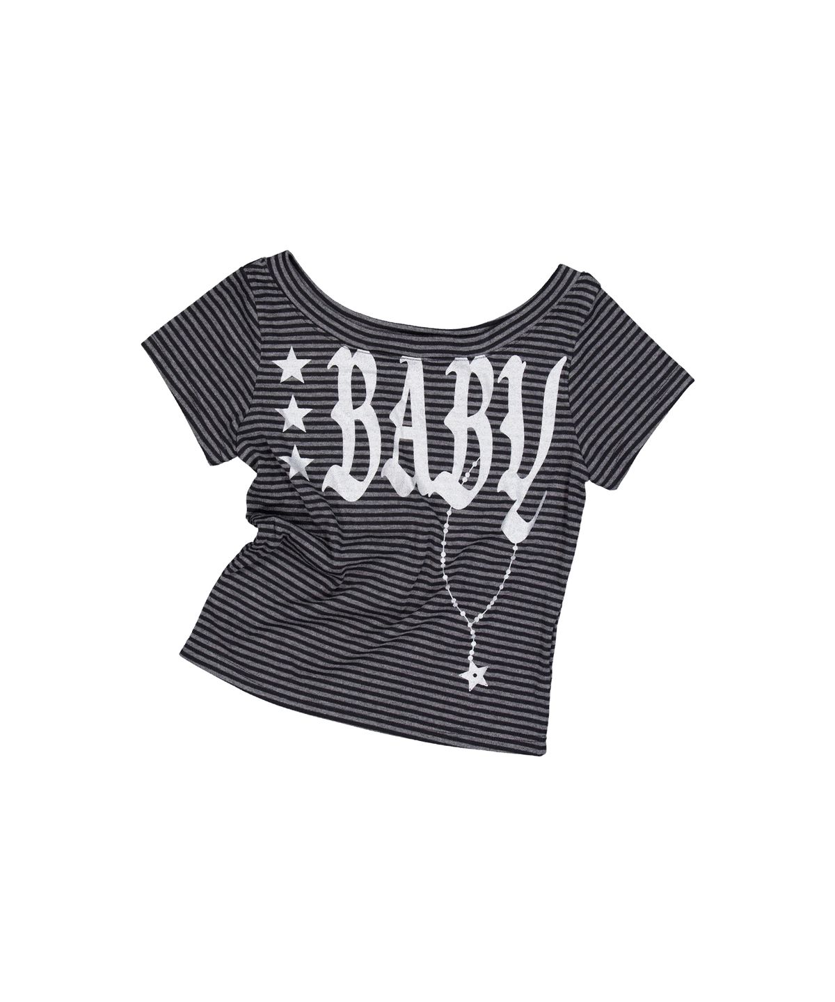 셋업이엑스이(SETUP-EXE) BABY WIDE NECK TOP / STRIPE BLACK