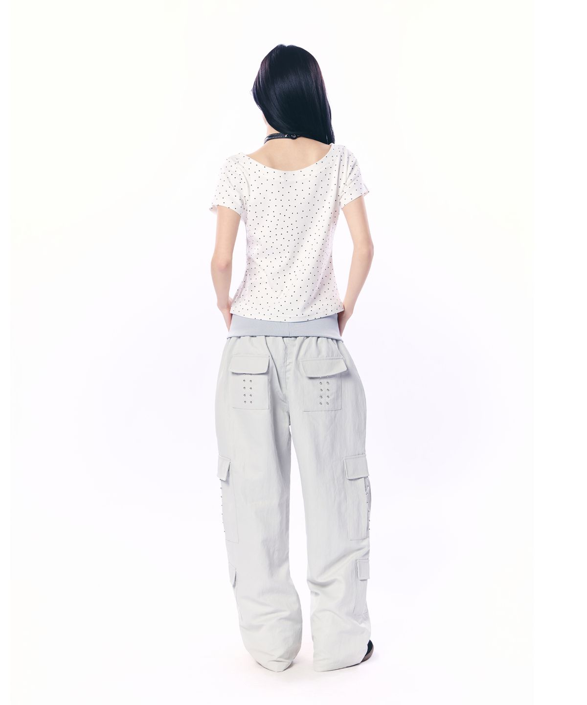 셋업이엑스이(SETUP-EXE) BABY WIDE NECK TOP / STAR WHITE