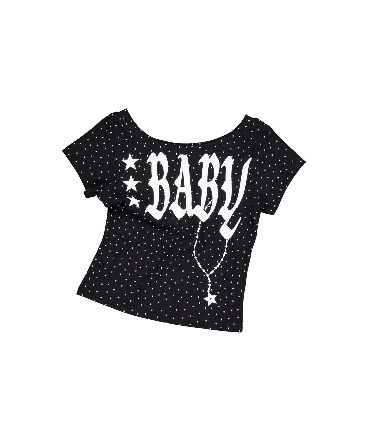 셋업이엑스이(SETUP-EXE) BABY WIDE NECK TOP / STAR BLACK
