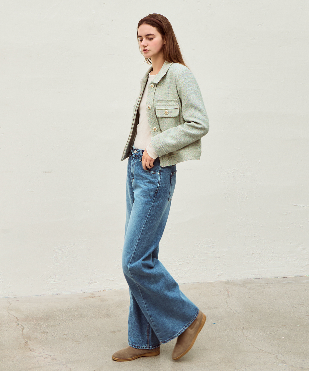 슬로우롤리(SLOWLOLLI) Solly tweed jacket - Mint