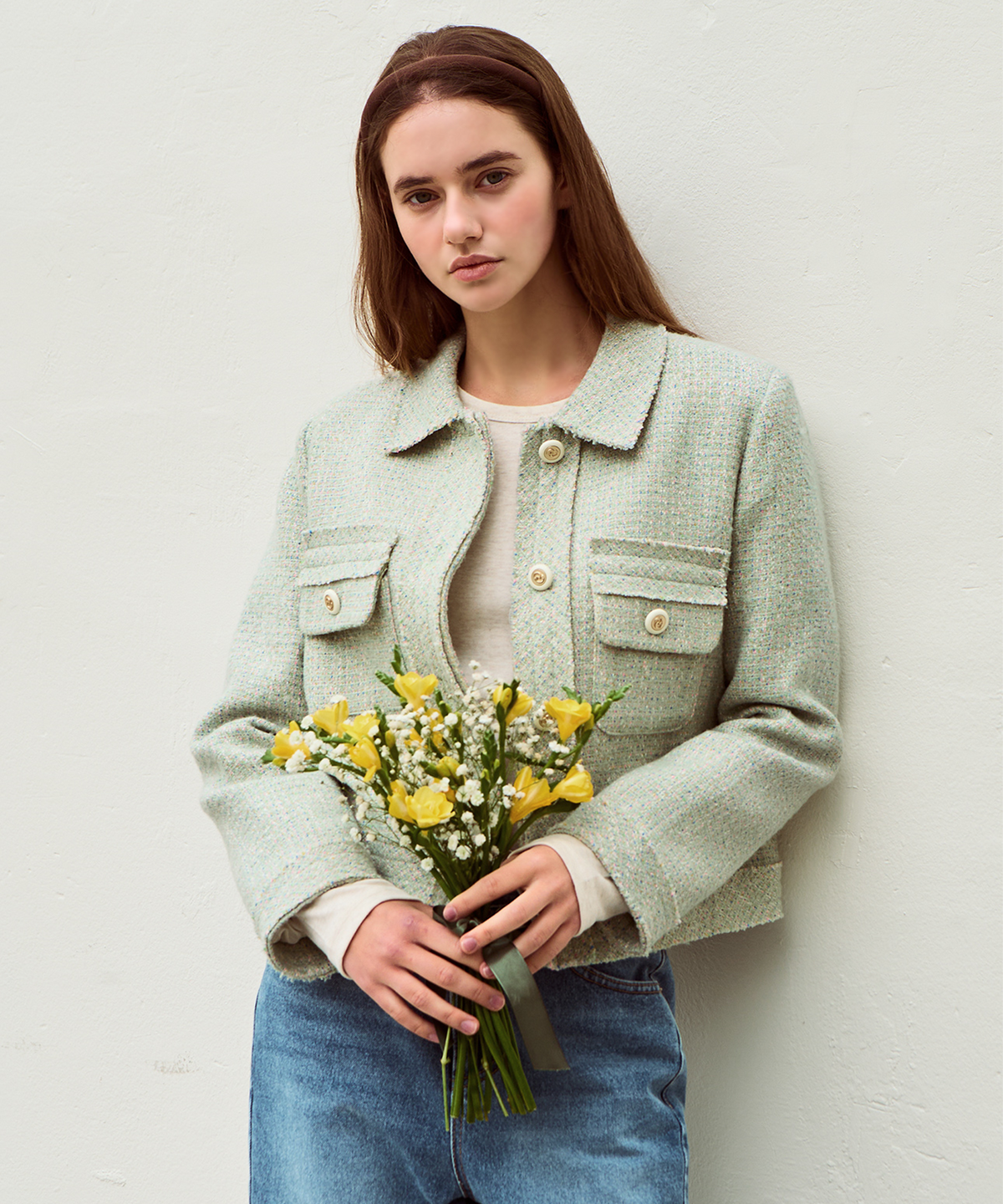 슬로우롤리(SLOWLOLLI) Solly tweed jacket - Mint