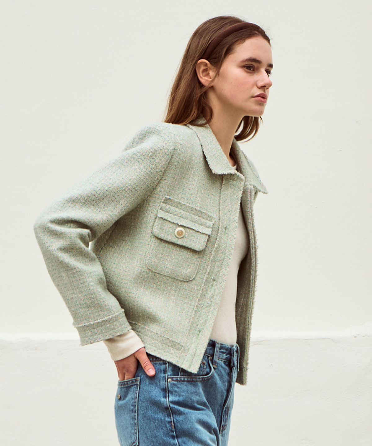 슬로우롤리(SLOWLOLLI) Solly tweed jacket - Mint