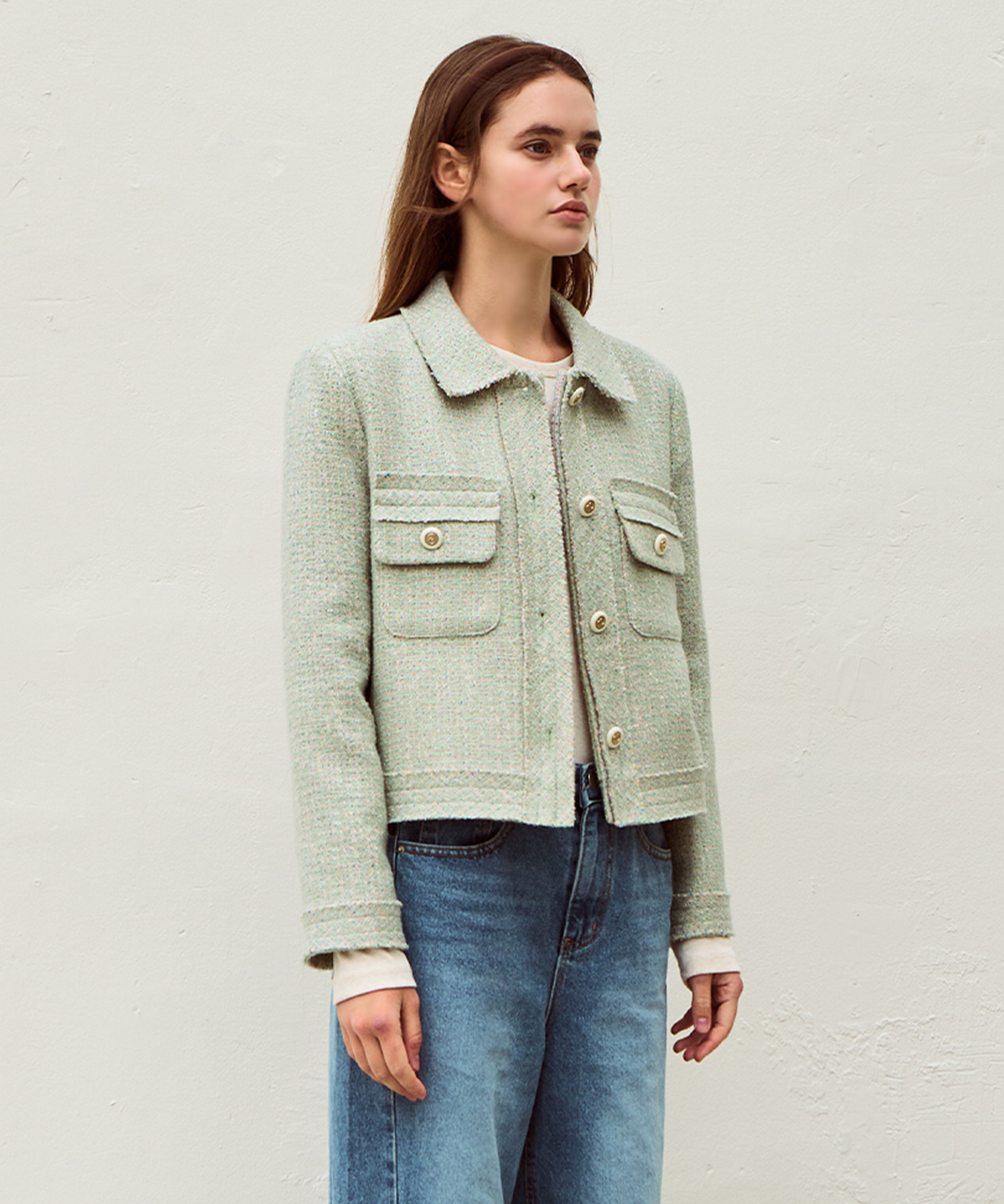 슬로우롤리(SLOWLOLLI) Solly tweed jacket - Mint