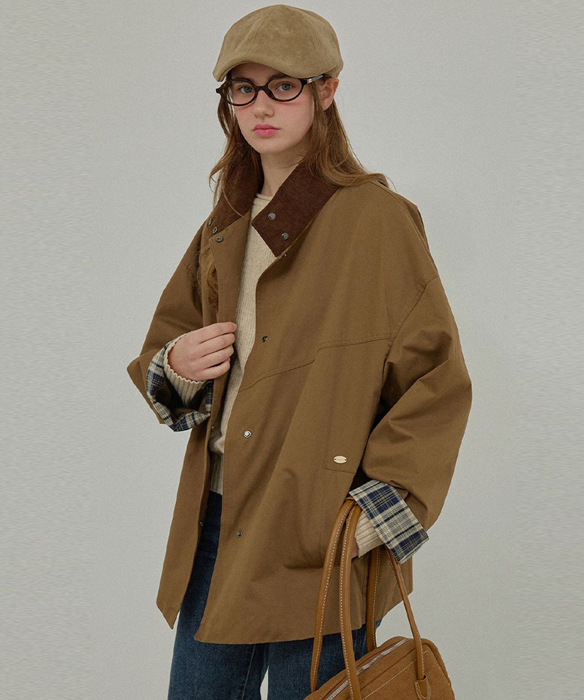 슬로우롤리(SLOWLOLLI) Mari half jacket - Brown