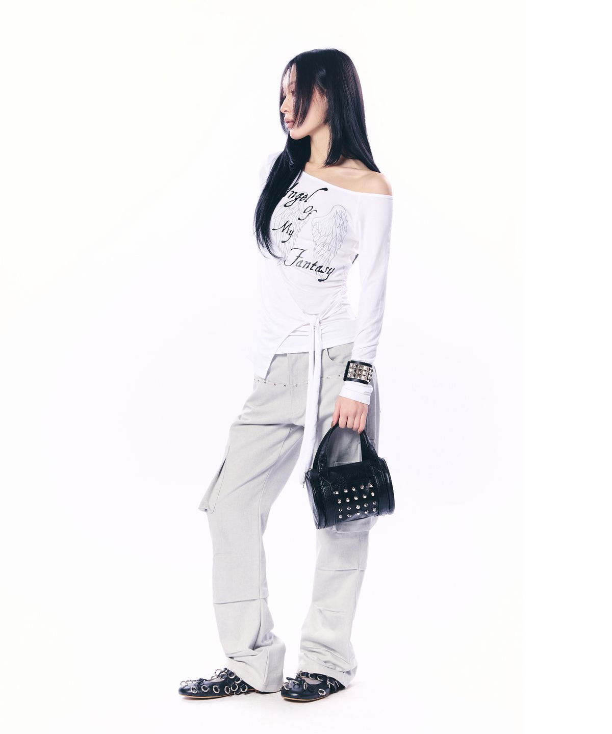 셋업이엑스이(SETUP-EXE) WRAP ONE-SHOULDER TOP / WHITE