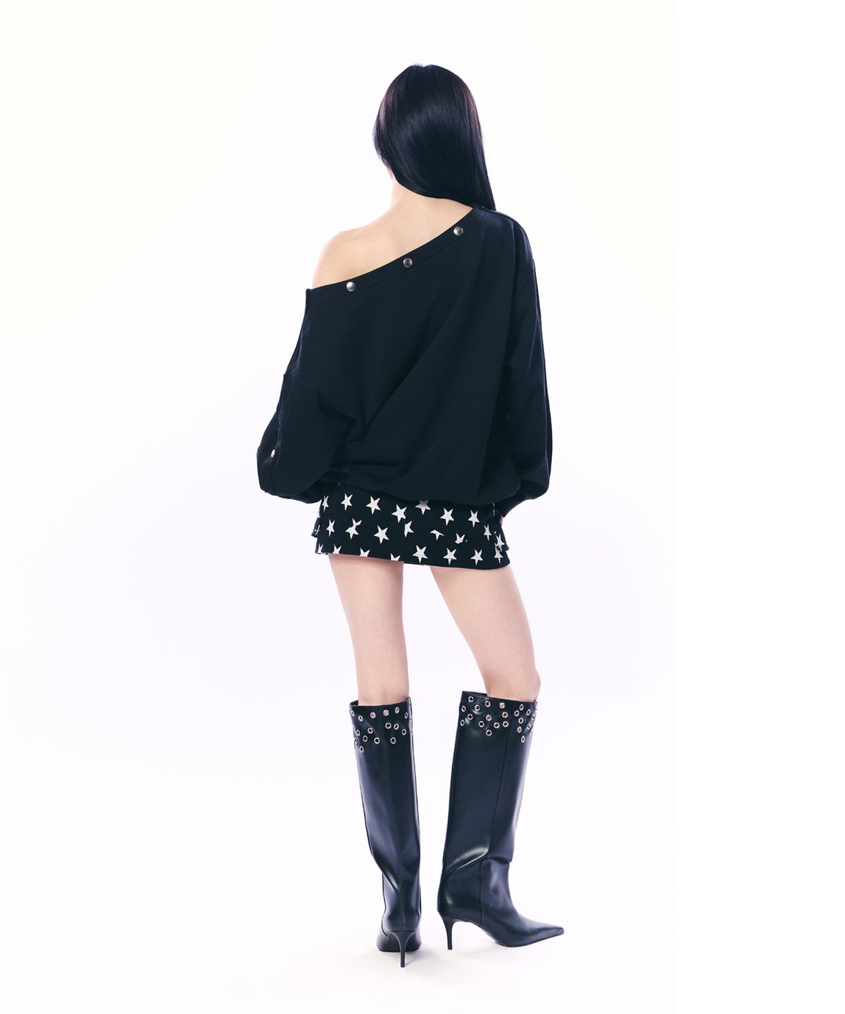 셋업이엑스이(SETUP-EXE) STUDDED SLEEVE MTM / BLACK