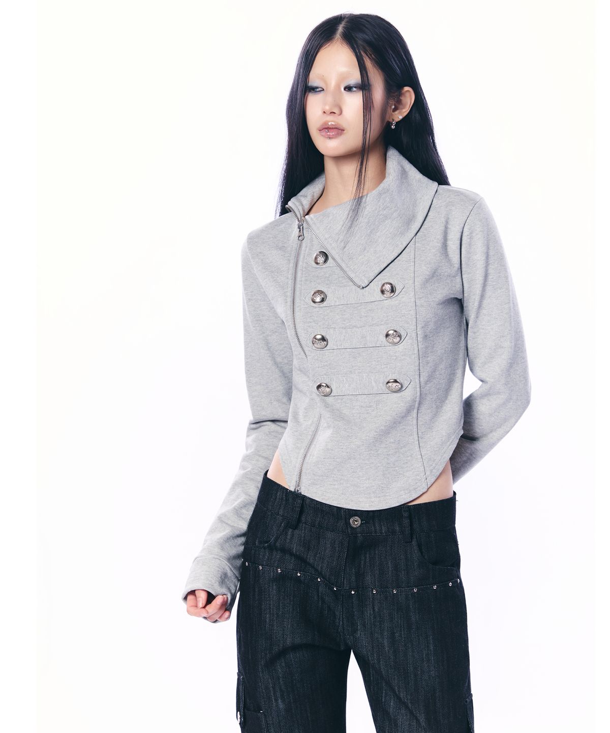 셋업이엑스이(SETUP-EXE) NAPOLEON HIGH-NECK JACKET / GRAY