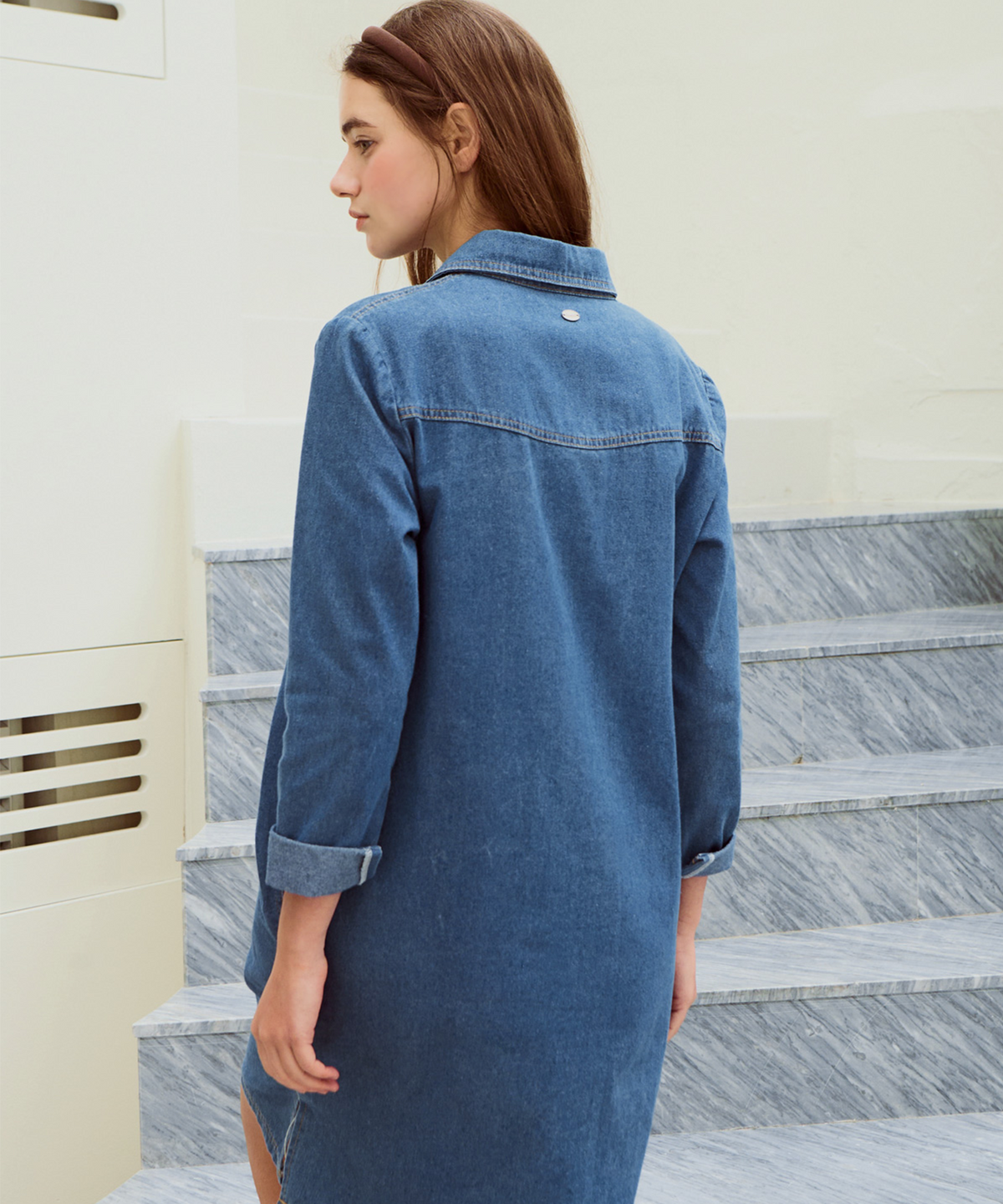 슬로우롤리(SLOWLOLLI) Denim shirt dress_2 Colors