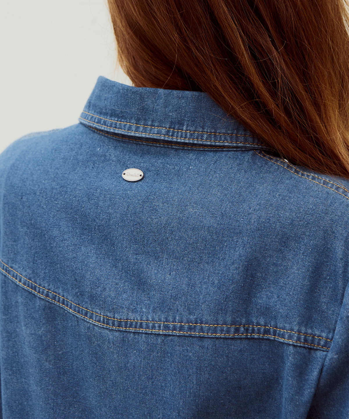 슬로우롤리(SLOWLOLLI) Denim shirt dress_2 Colors