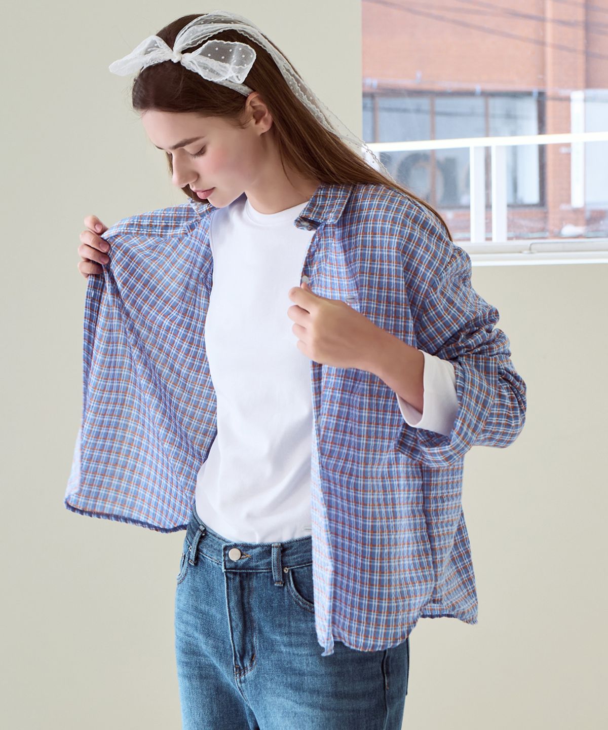 슬로우롤리(SLOWLOLLI) Maison check shirt_2 Colors
