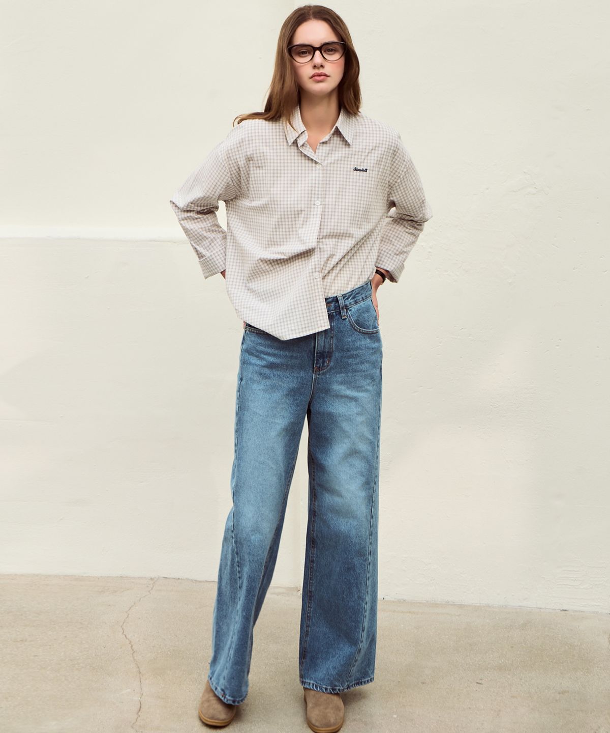 슬로우롤리(SLOWLOLLI) Square check shirt_2 Colors