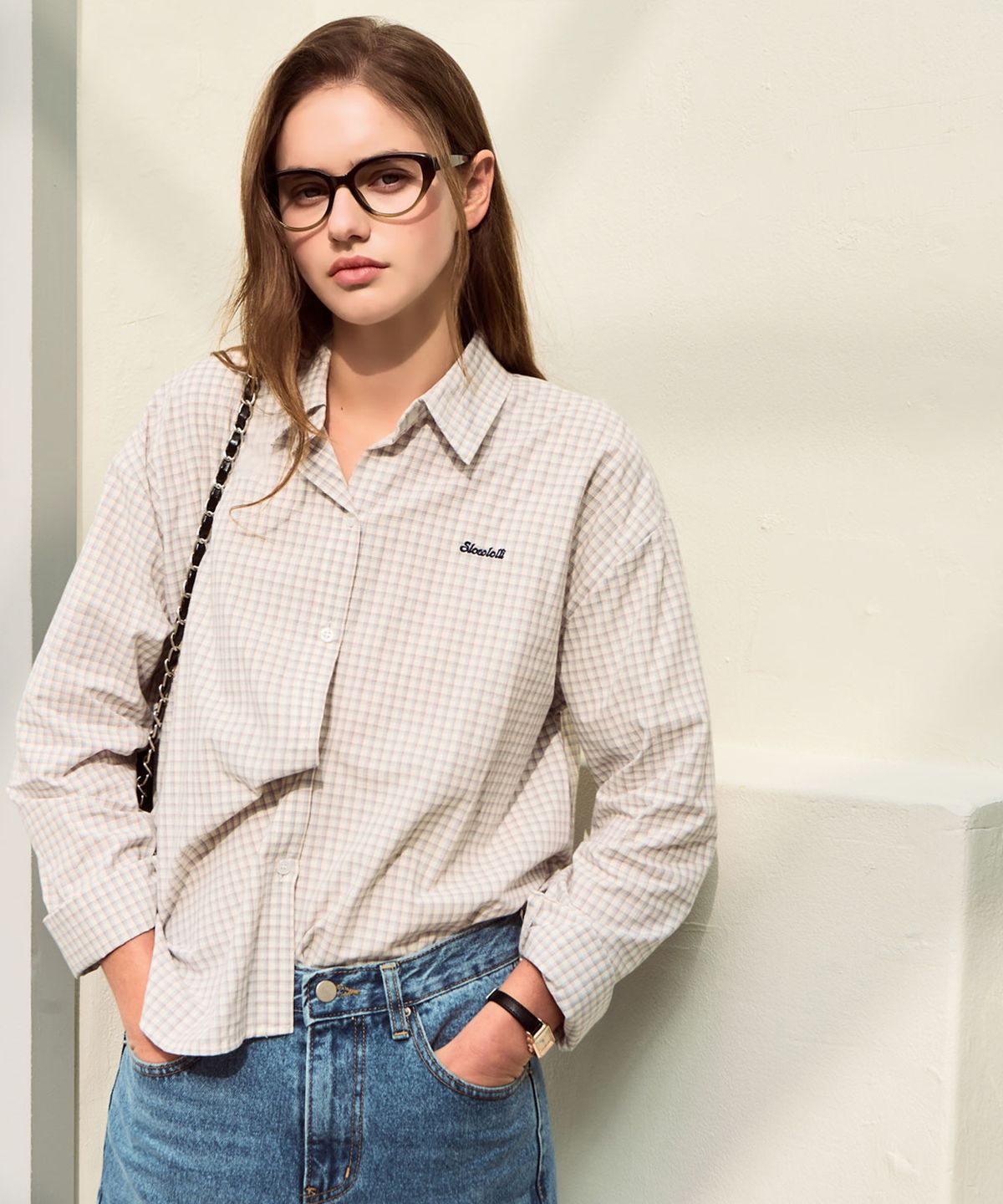 슬로우롤리(SLOWLOLLI) Square check shirt_2 Colors