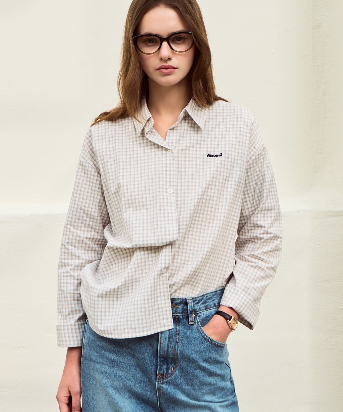 슬로우롤리(SLOWLOLLI) Square check shirt_2 Colors