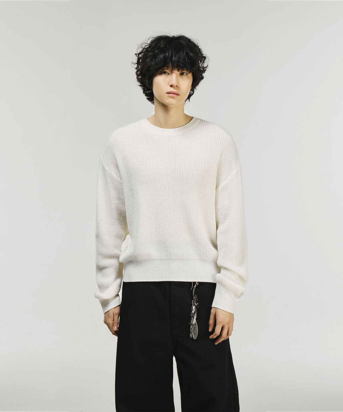 시그니처(SIGNATURE) 크롭 라운드넥 하찌 니트[3COLORS]