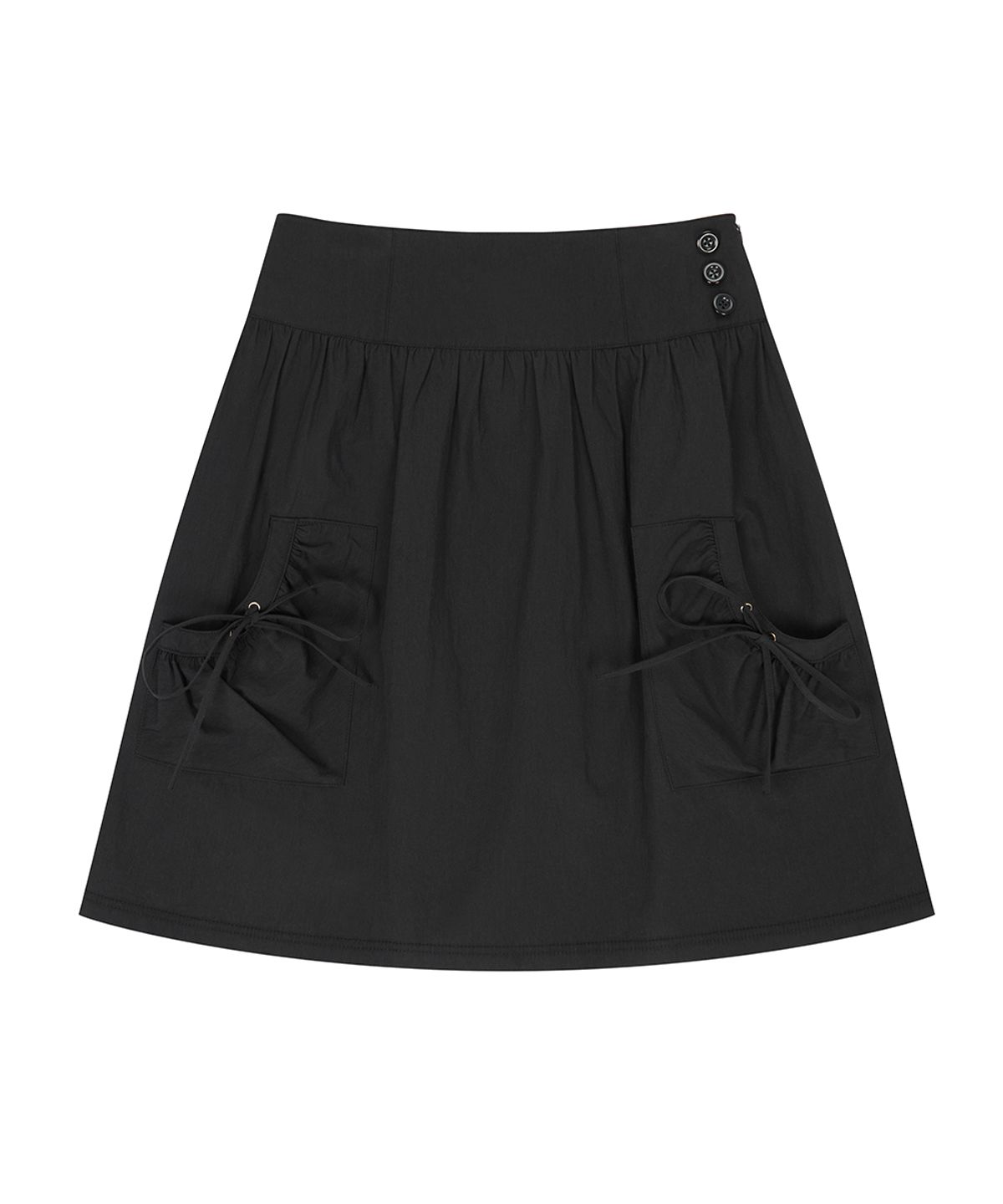 러브이즈트루(LUVISTRUE) EL POCKET SHIRRING MIDI SKIRT(BLACK)