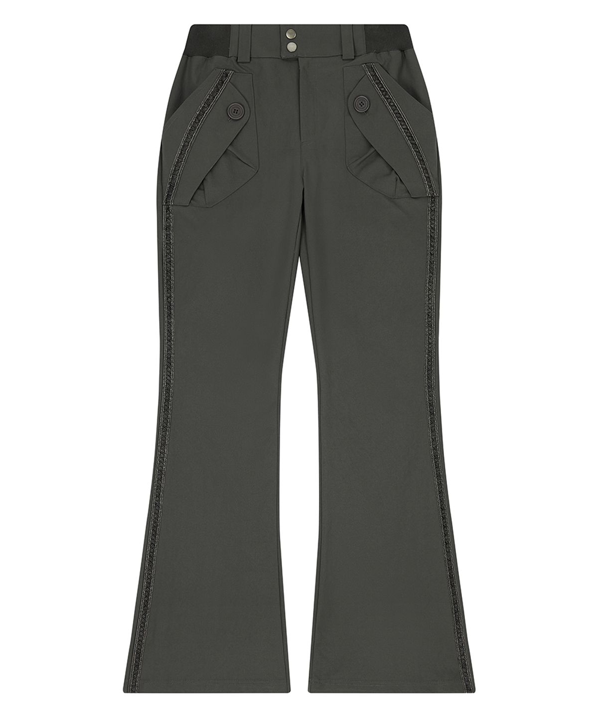 러브이즈트루(LUVISTRUE) EL RIBBON BOOTSCUT PANTS(CHARCOAL)