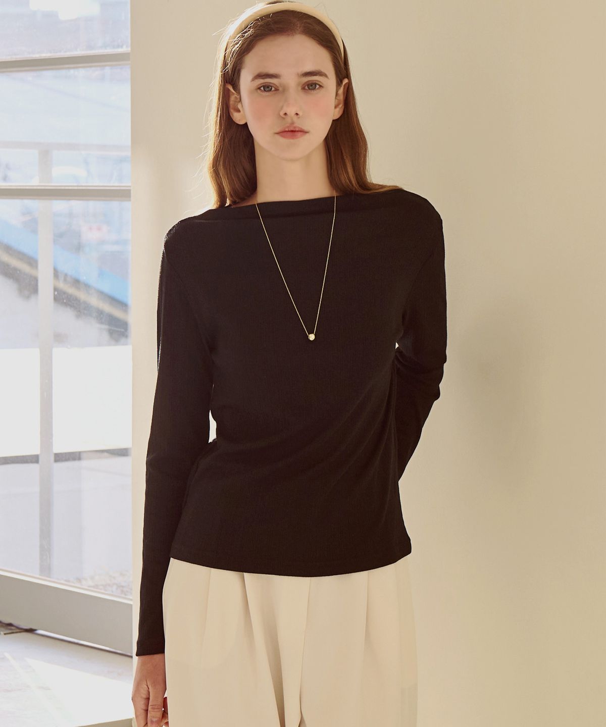 슬로우롤리(SLOWLOLLI) Boatline tencel t-shirt_4 Colors