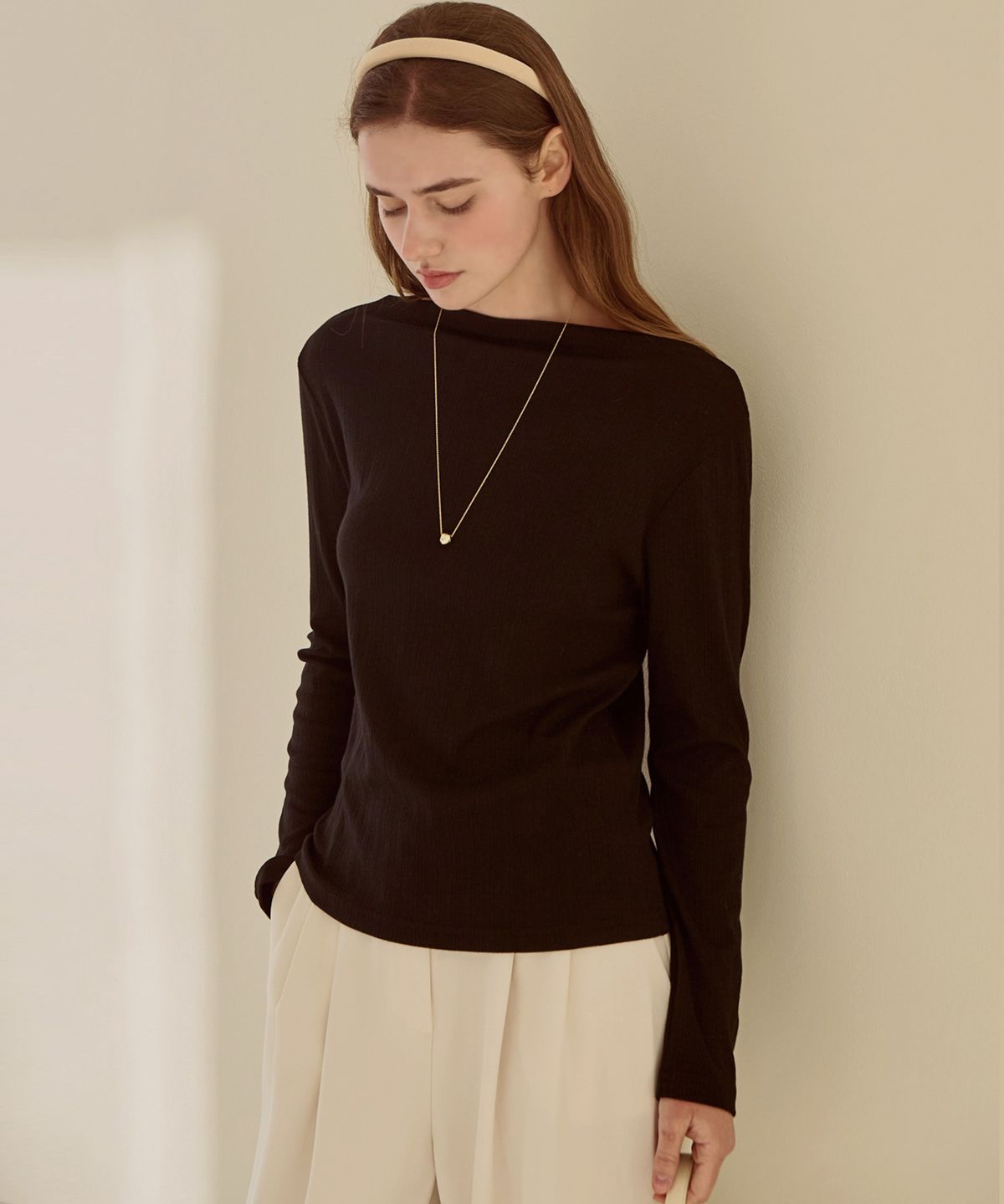 슬로우롤리(SLOWLOLLI) Boatline tencel t-shirt_4 Colors