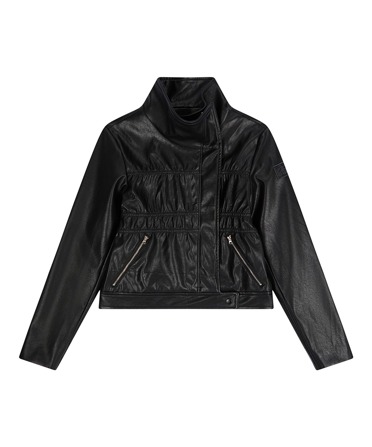 러브이즈트루(LUVISTRUE) EL SHIRRING LEATHER JACKET(BLACK)
