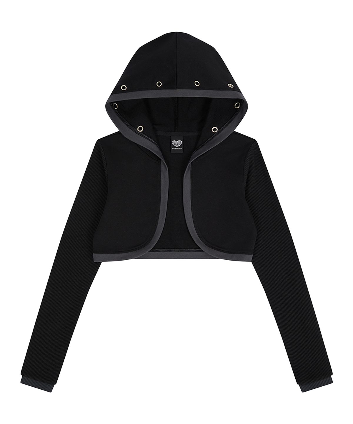 러브이즈트루(LUVISTRUE) EL EYELET HOOD BOLERO CARDIGAN(BLACK)