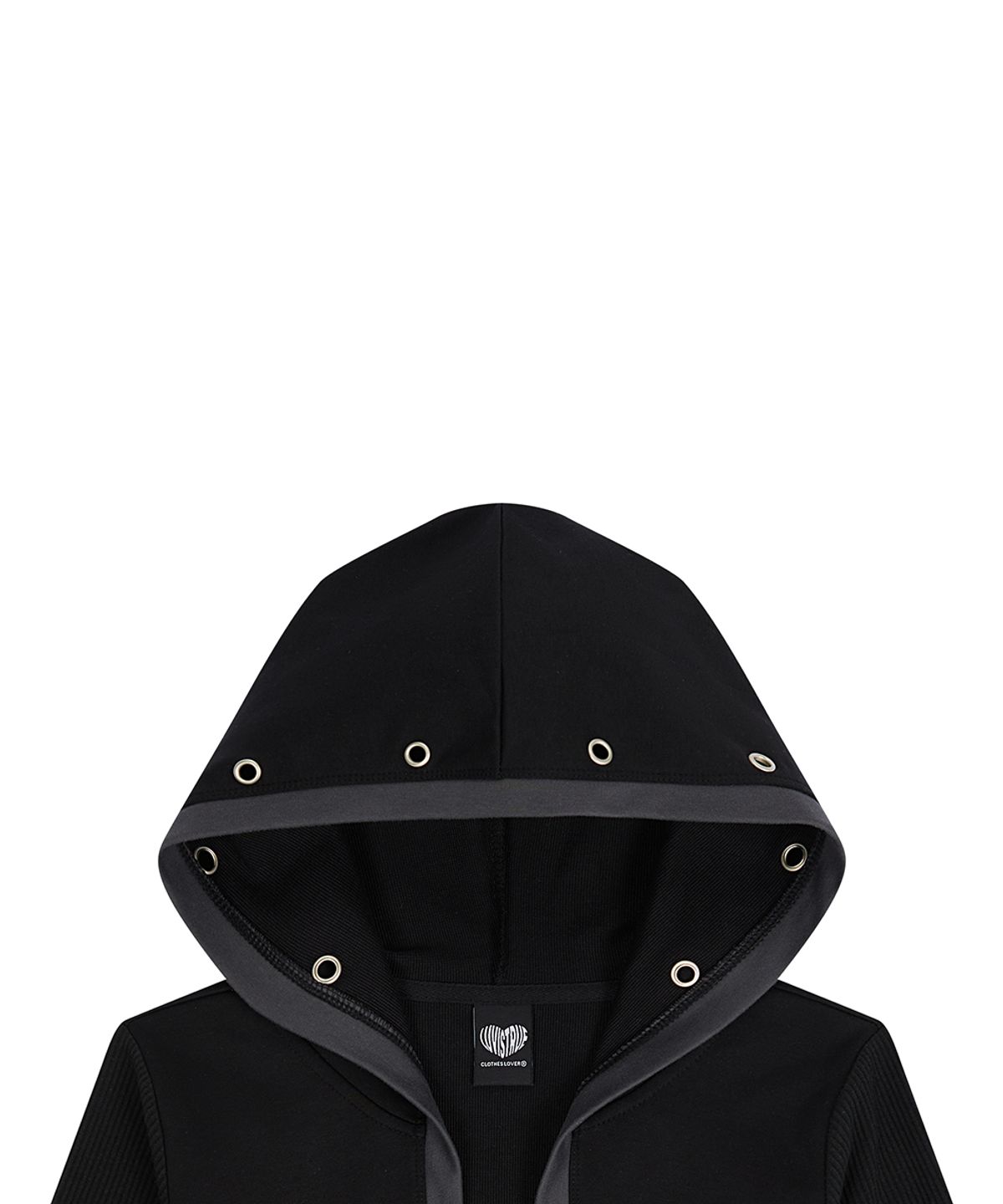 러브이즈트루(LUVISTRUE) EL EYELET HOOD BOLERO CARDIGAN(BLACK)