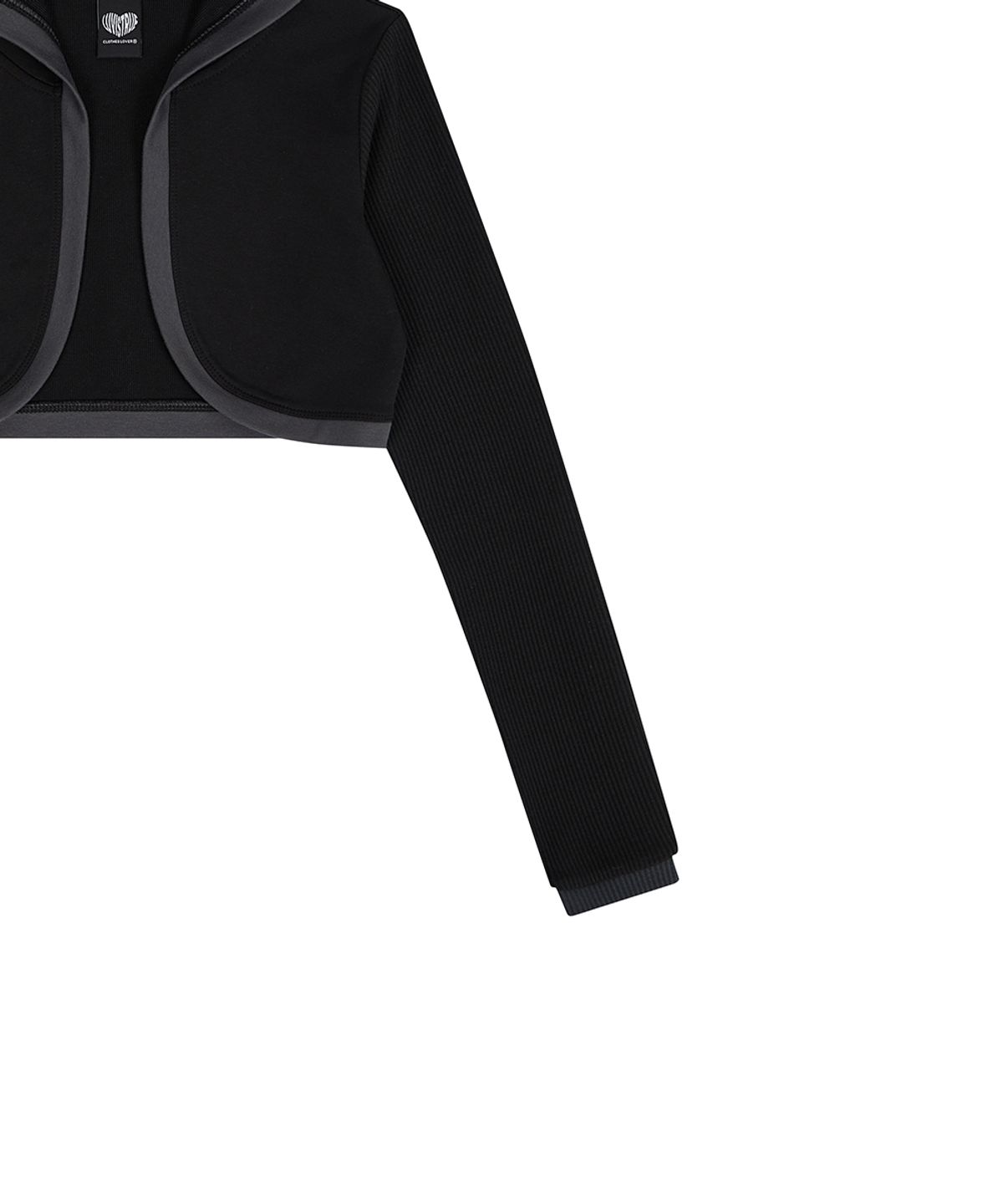 러브이즈트루(LUVISTRUE) EL EYELET HOOD BOLERO CARDIGAN(BLACK)