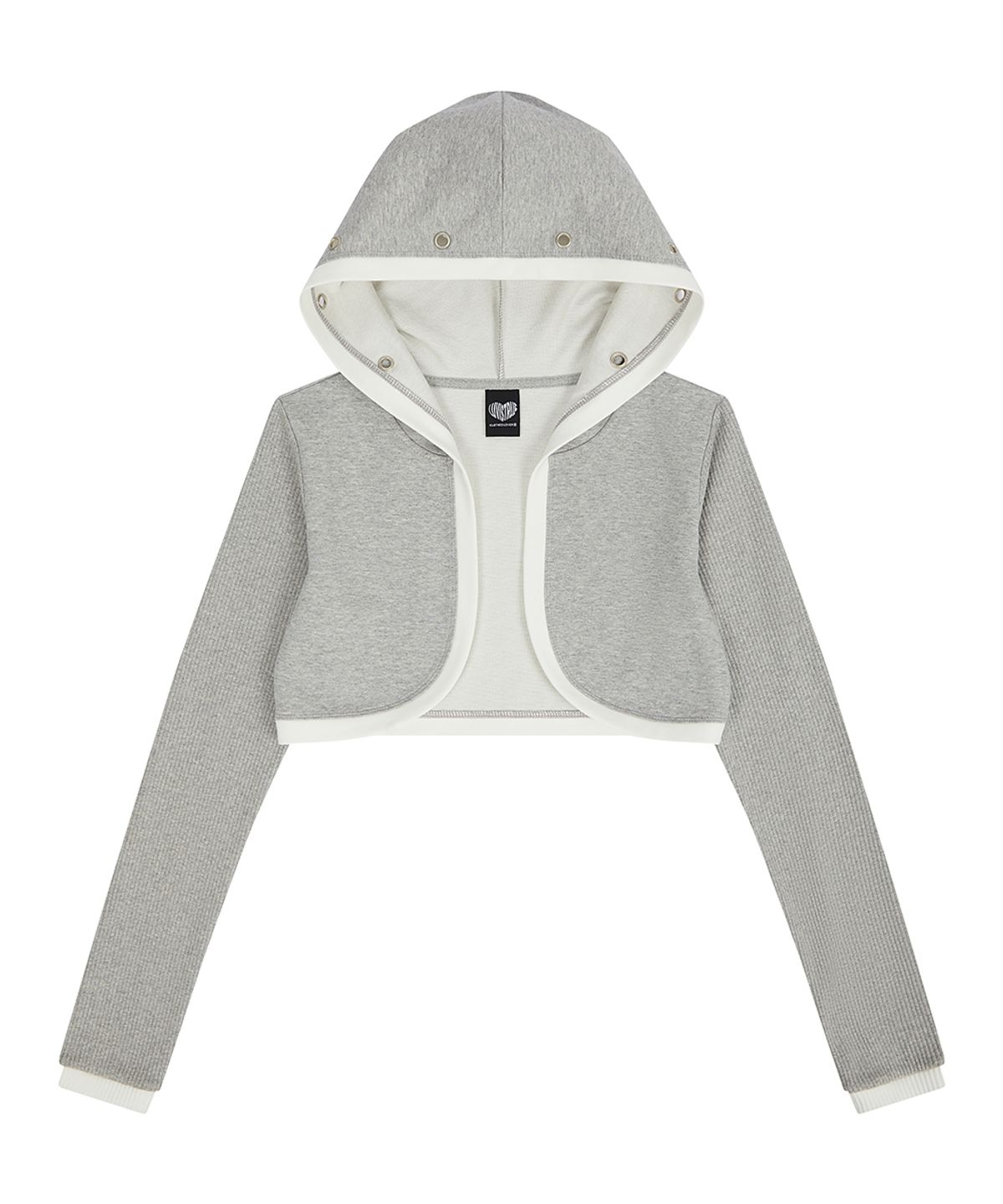 러브이즈트루(LUVISTRUE) EL EYELET HOOD BOLERO CARDIGAN(GRAY)