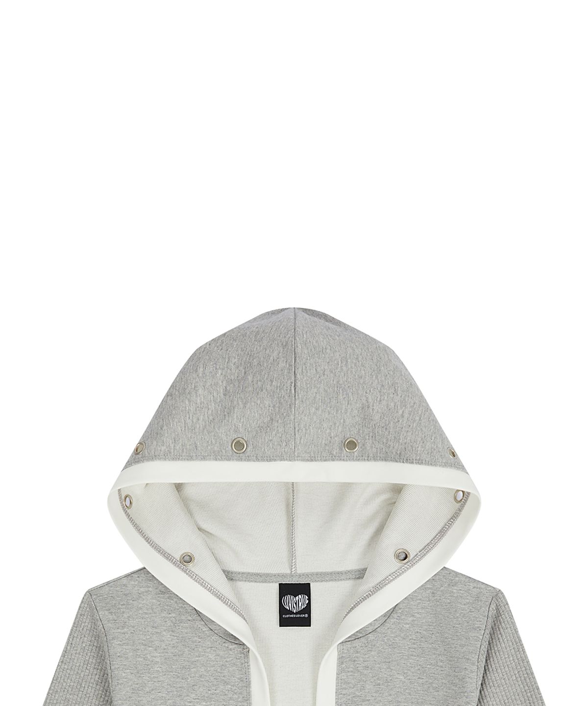 러브이즈트루(LUVISTRUE) EL EYELET HOOD BOLERO CARDIGAN(GRAY)