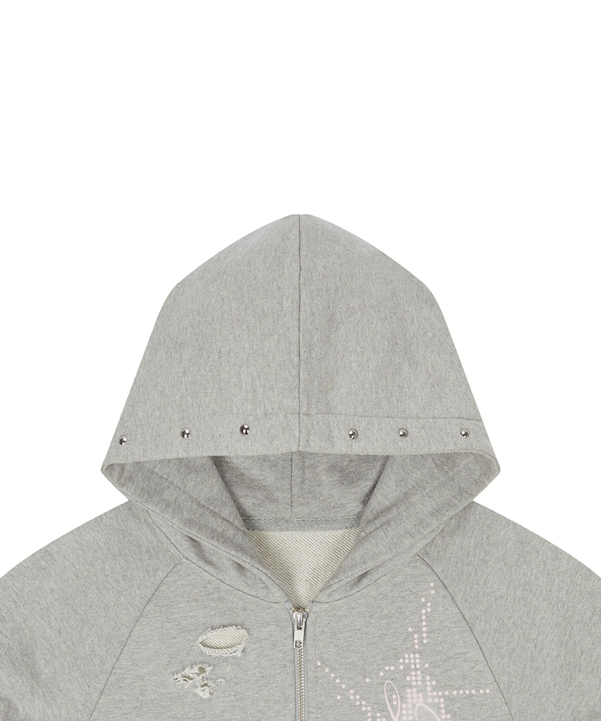 러브이즈트루(LUVISTRUE) EL DAMAGE SHORT SLEEVED HOOD ZIP UP(GRAY)