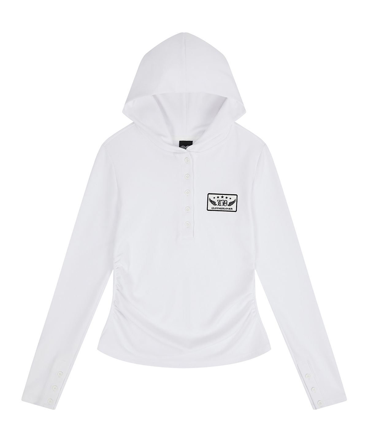 러브이즈트루(LUVISTRUE) EL PATCH HOOD T-SHIRT(WHITE)