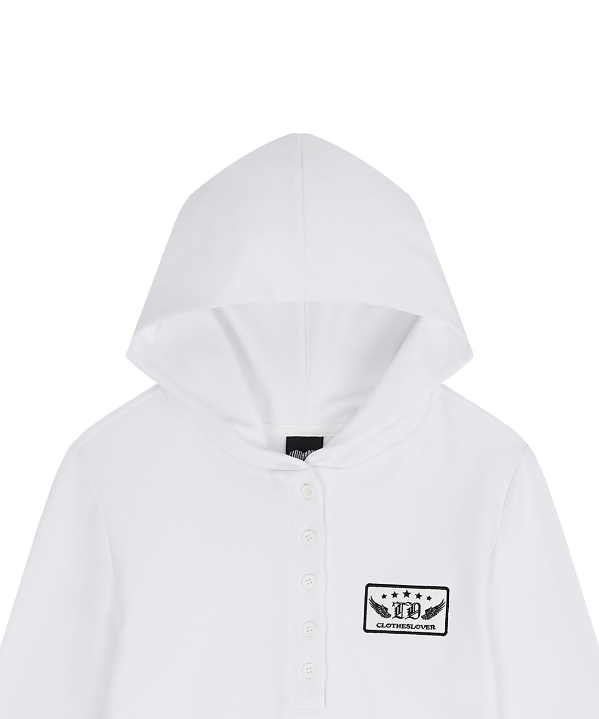 러브이즈트루(LUVISTRUE) EL PATCH HOOD T-SHIRT(WHITE)